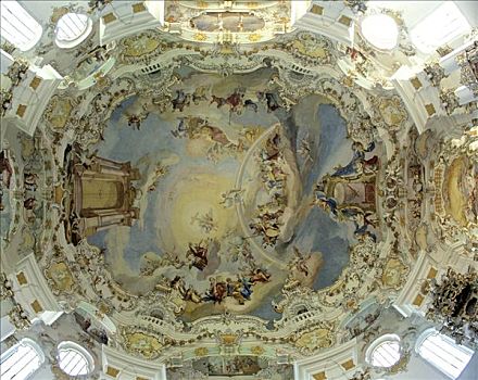 天花板,壁画,上巴伐利亚,德国