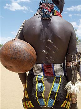 皮饰,裙子,女人,游牧部落,埃塞俄比亚西南部,生活方式,粗糙,国家