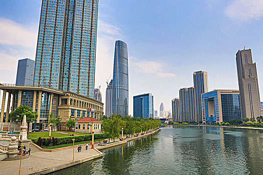 天津,城市,中心,河,世界金融中心