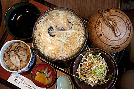 牡蛎,炖,食物,广岛,软体动物,菜单,罐,烹饪,桌子,许多,海鲜,餐馆