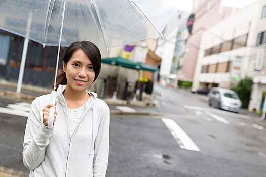 女人,拿着,伞,雨天