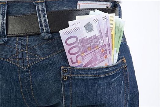 欧元,货币,钞票,钱,背影,裤子