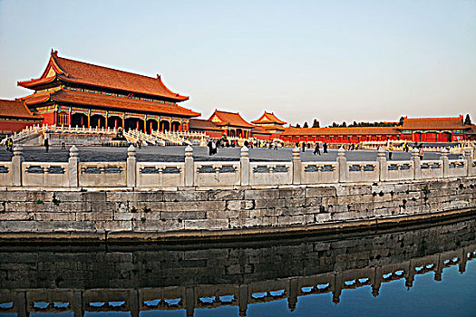 反射,建筑,水中,皇宫,故宫,北京,中国