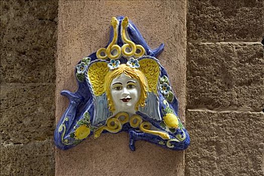 陶瓷,象征,西西里,城镇,切法卢,省,巴勒莫,意大利