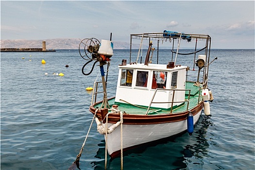 渔民,船,停靠,港口,克罗地亚