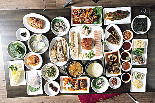 韩国,传统,满,食物