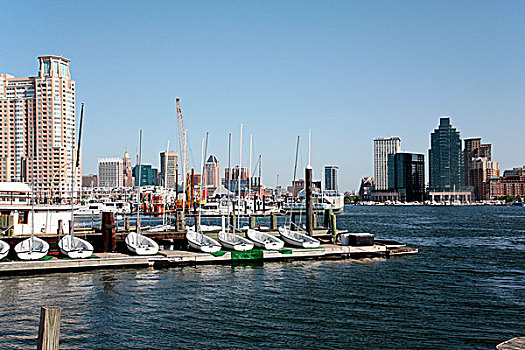 码头,巴尔的摩,天际线,远景
