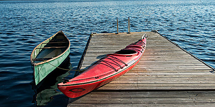 独木舟,皮筏艇,湖,木头,安大略省,加拿大