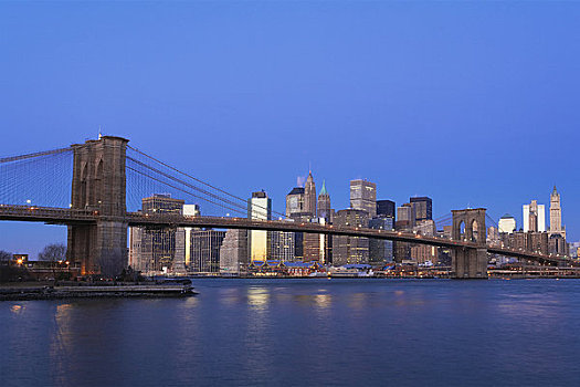布鲁克林大桥,下曼哈顿,天际线,纽约,美国