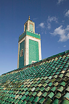 摩洛哥,梅克内斯,外景,大,清真寺尖塔