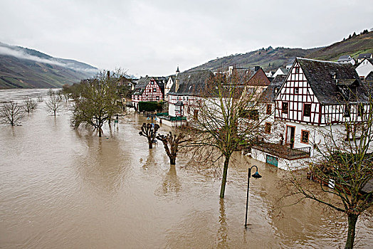洪水,摩泽尔,莱茵兰普法尔茨州,德国,欧洲
