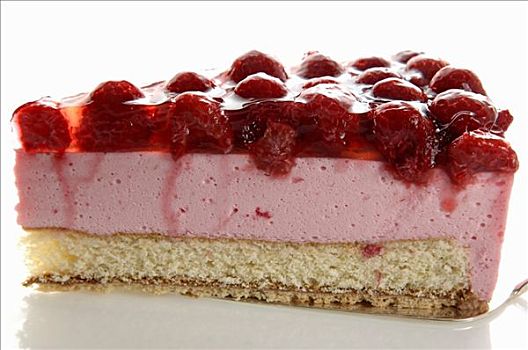 块,树莓,奶油蛋糕