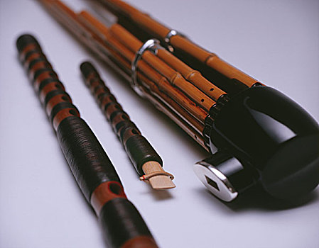 日本传统,乐器,一对,芦苇,笛子,竹子,器具