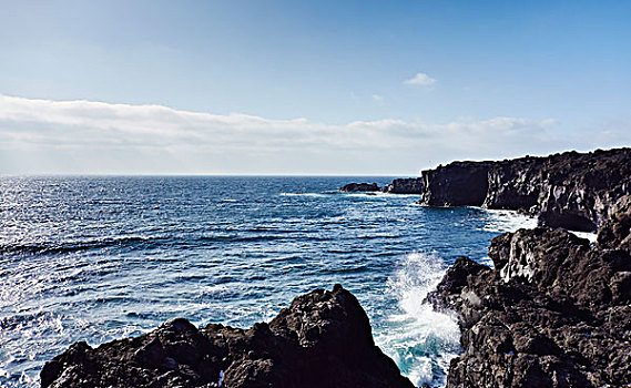 海洋,岩石海岸,兰索罗特岛,加纳利群岛,西班牙
