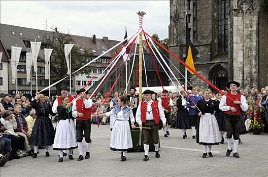 传统舞蹈,乌尔姆,节日,2008年,巴登符腾堡,德国,欧洲