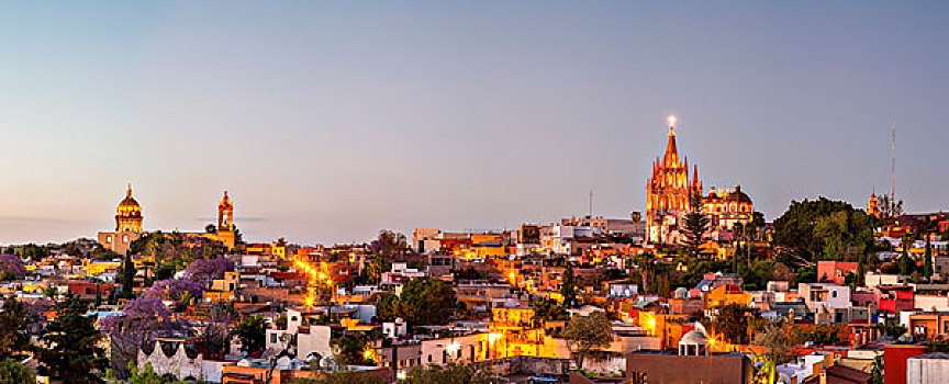 黃昏,全景,圣米格尔,墨西哥,大幅,尺寸