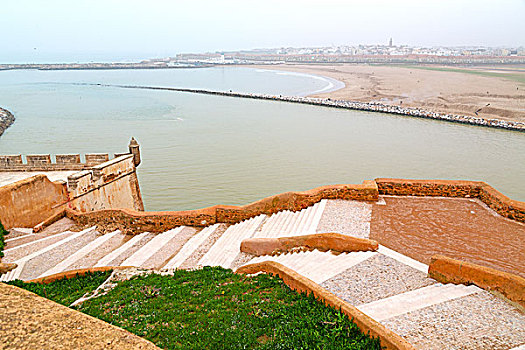 拉巴特,摩洛哥,老,城堡,靠近,海洋,海岸线