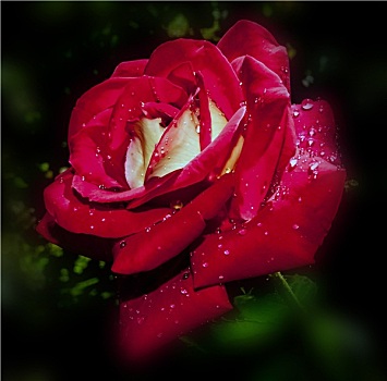 红玫瑰,水滴