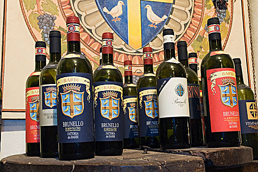 葡萄酒,瓶子,蒙大奇诺,托斯卡纳,意大利,欧洲