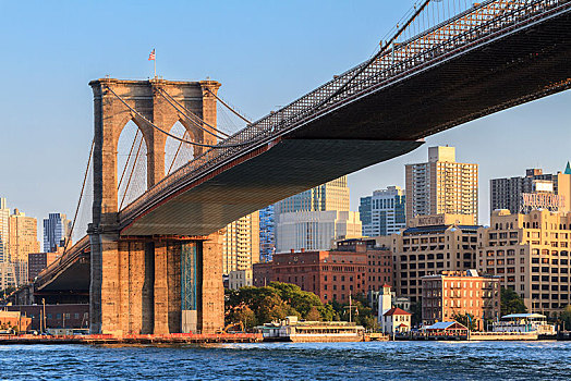 布鲁克林大桥,东河,纽约,美国,北美