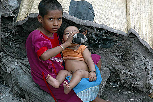 街道,孩子,加尔各答,印度,九月,2005年
