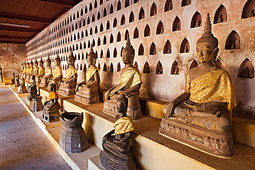 老挝,万象,施沙格庙,佛像