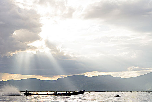 茵莱湖,船,掸邦,缅甸