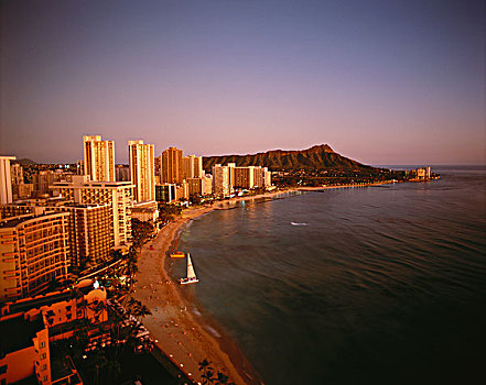 夏威夷,瓦胡岛,怀基基海滩,风景,威基基海滩,大幅,尺寸