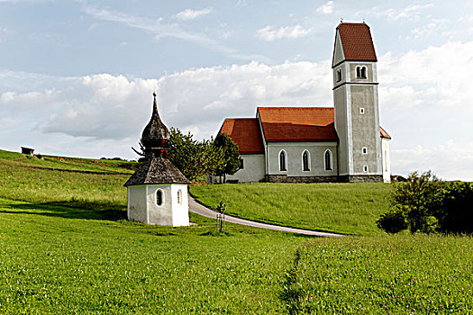 洗礼,小教堂,15世纪,世纪,朝拜,教堂,齐姆高,上巴伐利亚,德国,欧洲