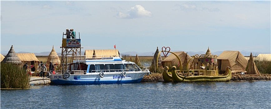 提提卡卡湖,游船,船,芦苇,岛屿
