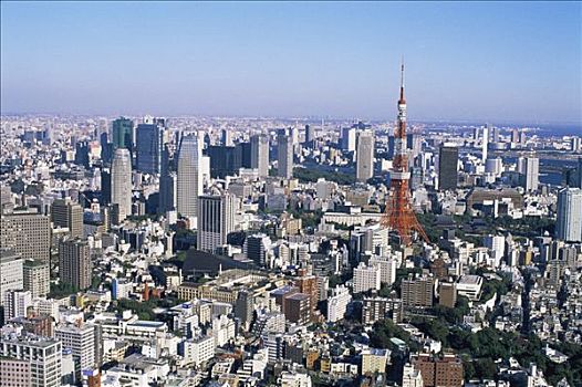 日本,东京,天际线,风景,塔,山