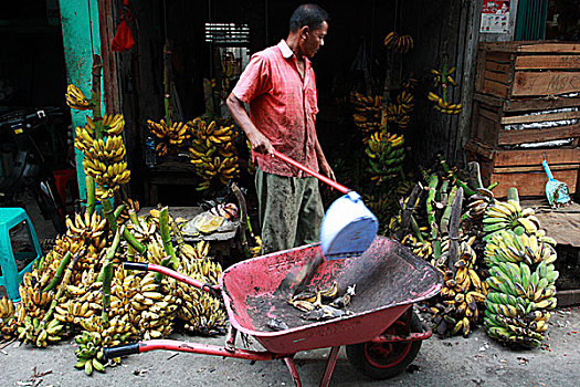 工作,清洁,室外,市场,印度尼西亚,七月,2007年