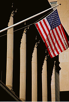 美国国旗,纽约股票交易所,纽约,美国