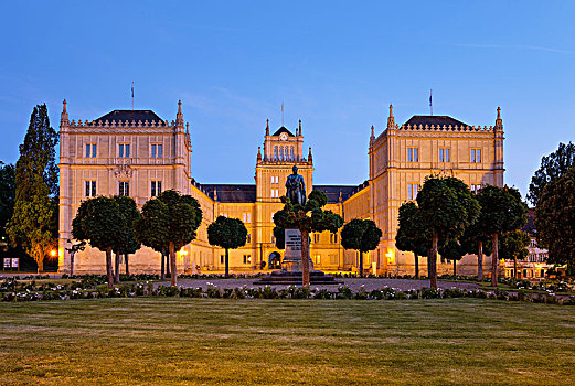城堡,王宫广场,黎明,上弗兰科尼亚,弗兰克尼亚,巴伐利亚,德国,欧洲