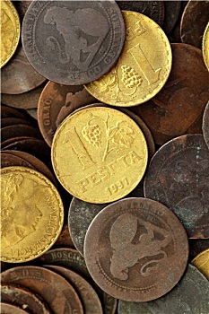 老式,老,西班牙,共和国,货币,硬币,比塞塔