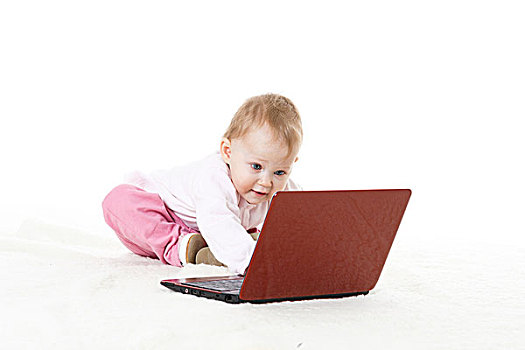 可爱,婴儿,笔记本电脑