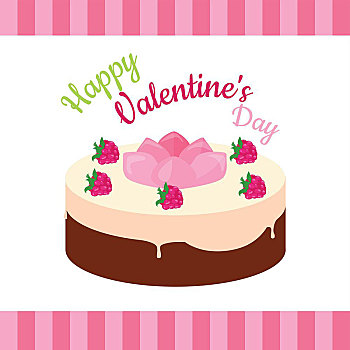 高兴,情人节,蛋糕,草莓,隔绝,巧克力,生日,婚礼蛋糕,甜点,饼干,吻,食物,甜,馅饼,奶油,水果,矢量,插画