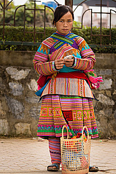 女人,彩色,传统服饰,智能手机,北河,北方,越南,亚洲