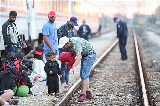 叙利亚人,男人,孩子,铁路