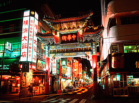 日本,橫濱,大門,入口,唐人街