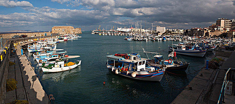 渔港,伊拉克利翁,克里特岛,希腊