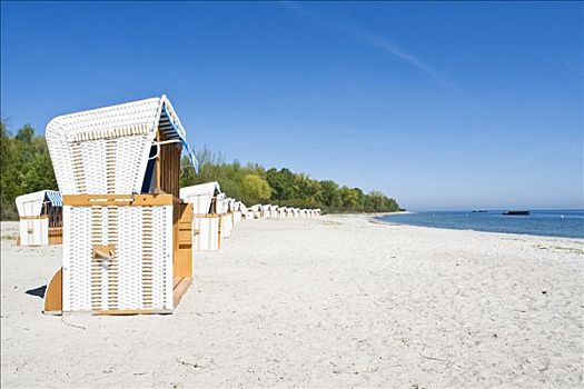 屋顶,海滩藤椅,波罗的海,梅克伦堡前波莫瑞州,德国,欧洲