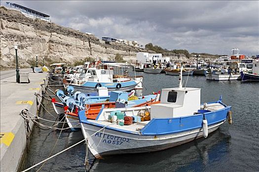 渔船,港口,锡拉岛,希腊
