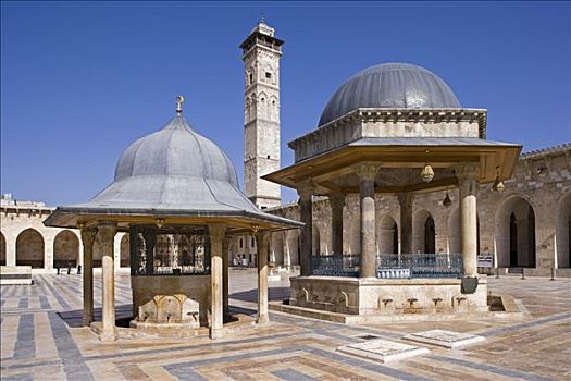 大清真寺,阿勒颇,八世纪,尖塔,约会,生存,局部,今日