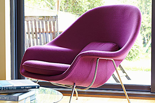 紫色,复古,壳,扶手椅,正面,滑动,平台,门