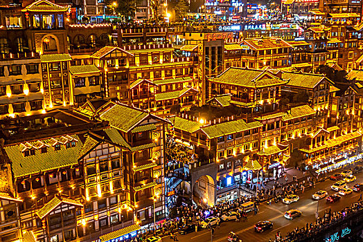 中国重庆洪崖洞景区夜景