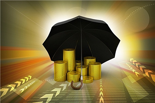 金币,黑色,伞