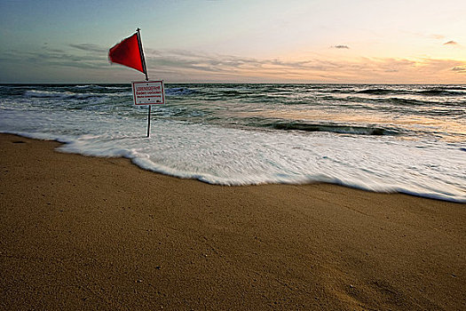红色,旗帜,危险,标识,北海,海岸,德国