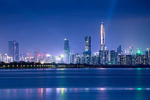 中国广东深圳湾都市夜景