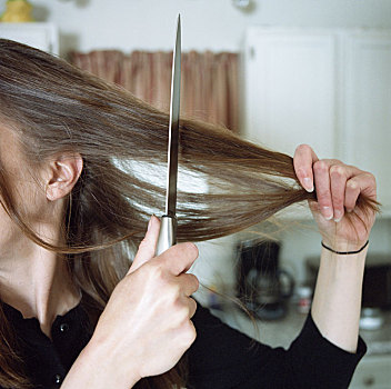 女人,剪发,刀
